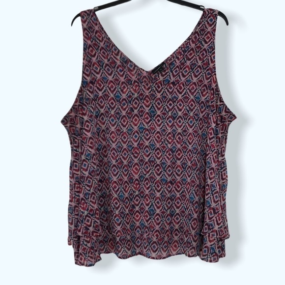 Lane Bryant Pink Patterned Tiered Tank Top Sz 28 - Picture 1 of 5